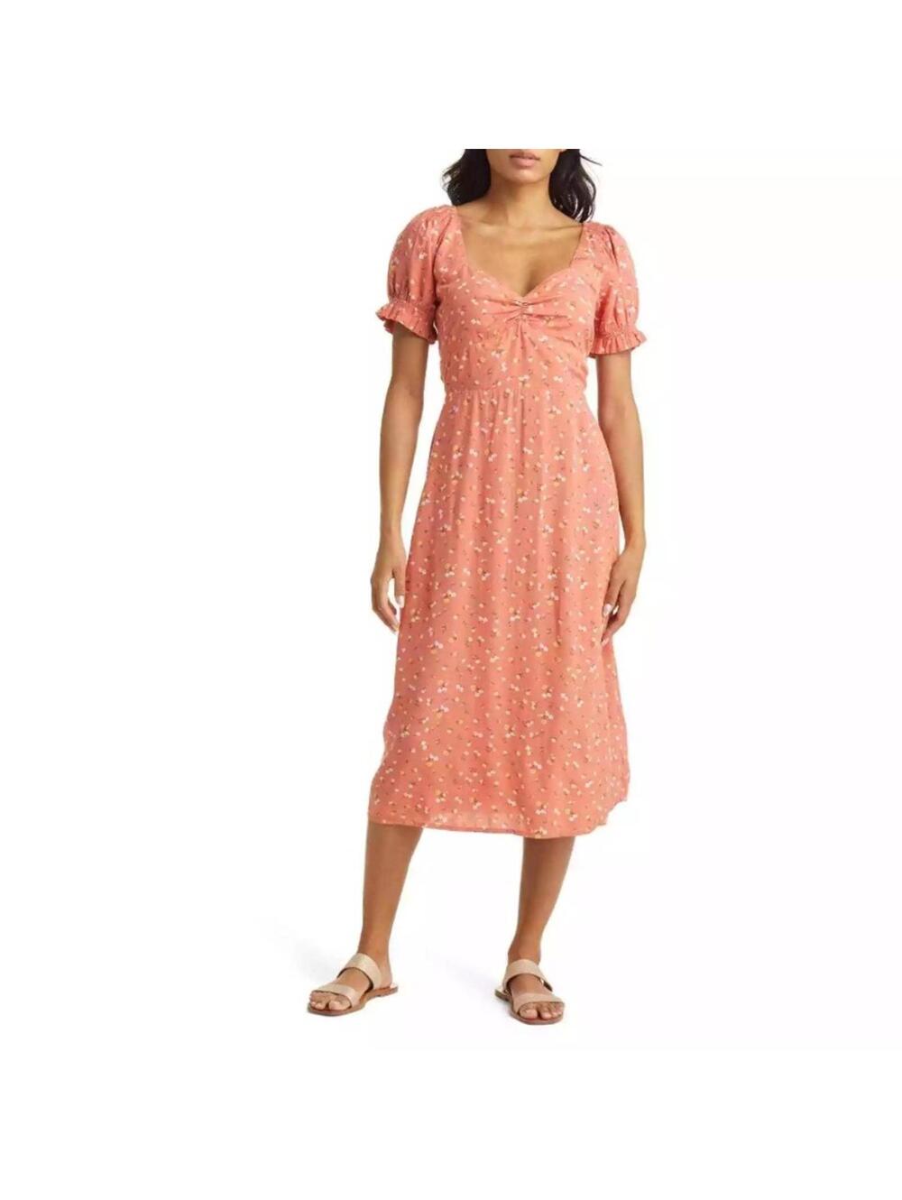 NWT Billabong Fell For You Floral Midi Dress In Terracotta Women's Size XL